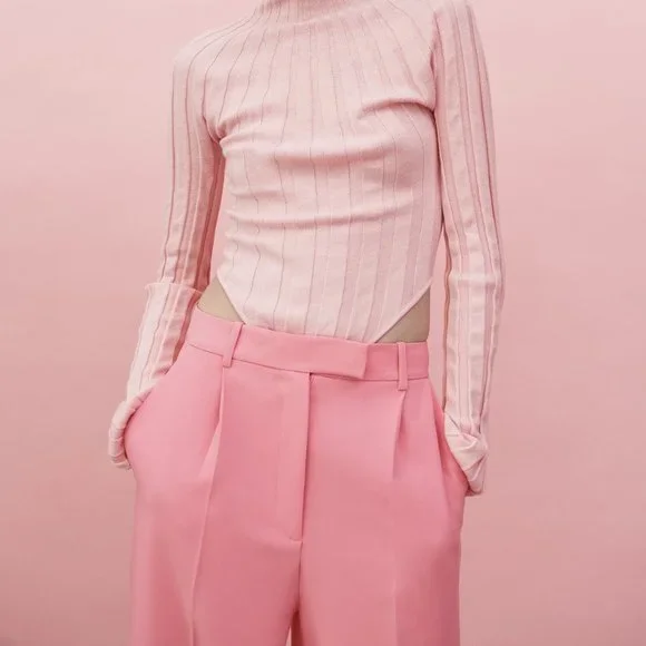 ZARA PINK WIDE LEG MENSWEAR PANTS - Picture 3 of 10